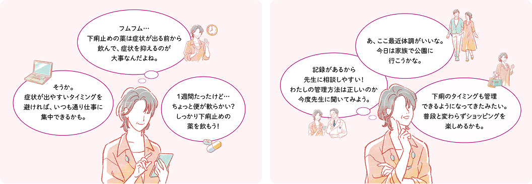 NyuPageで症状や体調を管理している女性